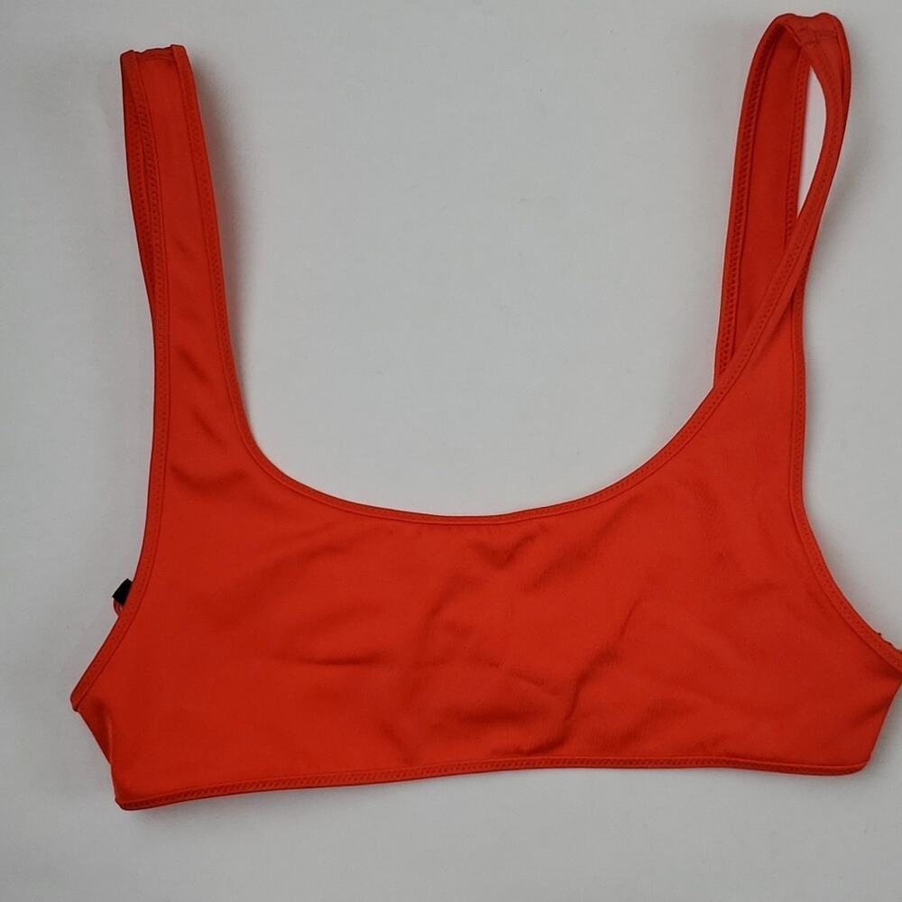 Triangl Women's Orange Ribbed Scoop Neck Swimwear Bikini Top Size L - Picture 2 of 6